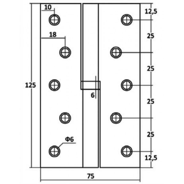 Петля съёмная VЕTTORE 125×75×2.5mm-1BB AB-L (левая) (Бронза)