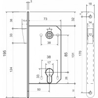 Межкомнатный механизм под цилиндр VETTORE 530 C-S MAGNET АВ (Бронза)
